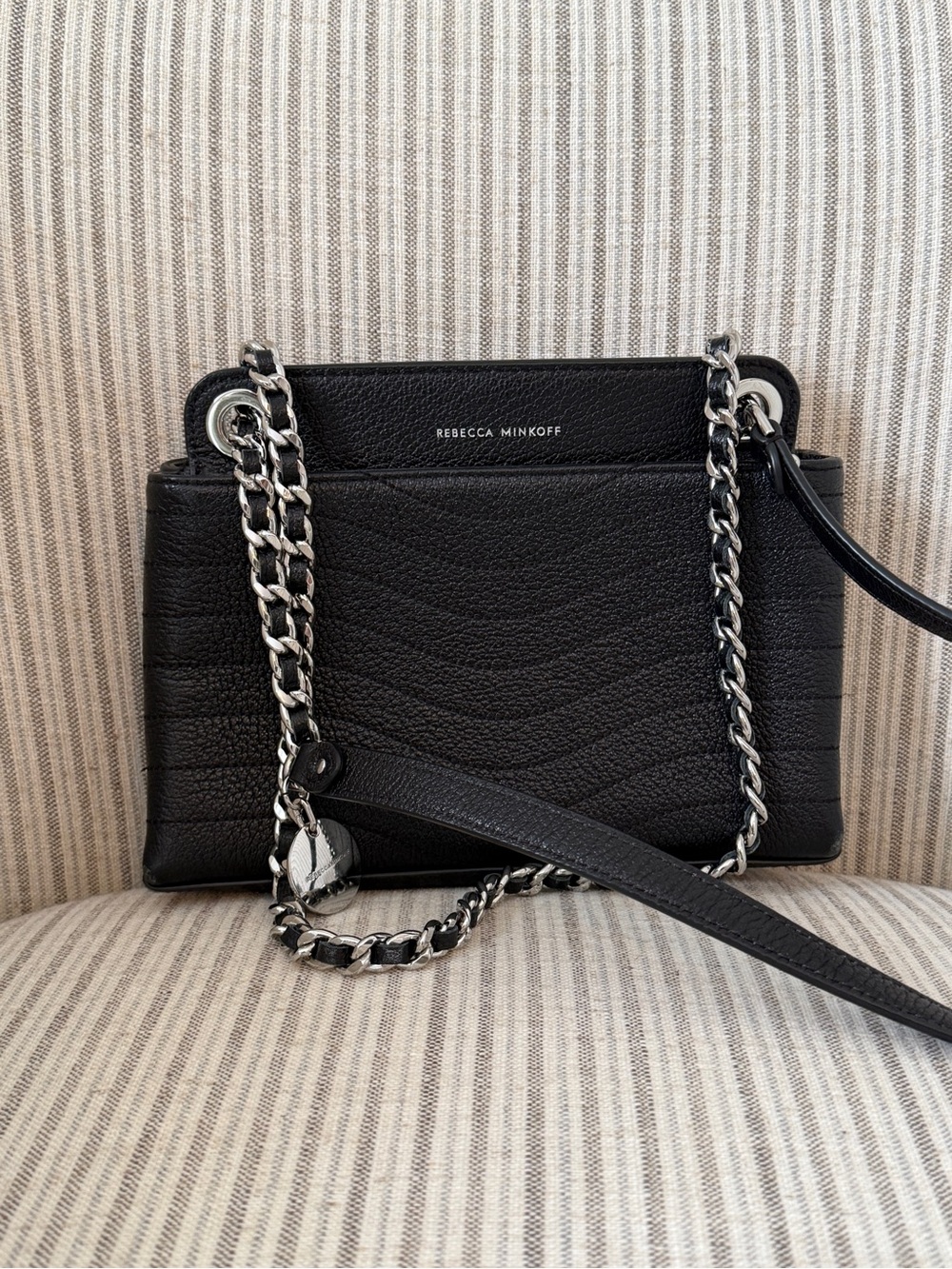 Rebecca Minkoff Black Leather Quilted Chain Bag